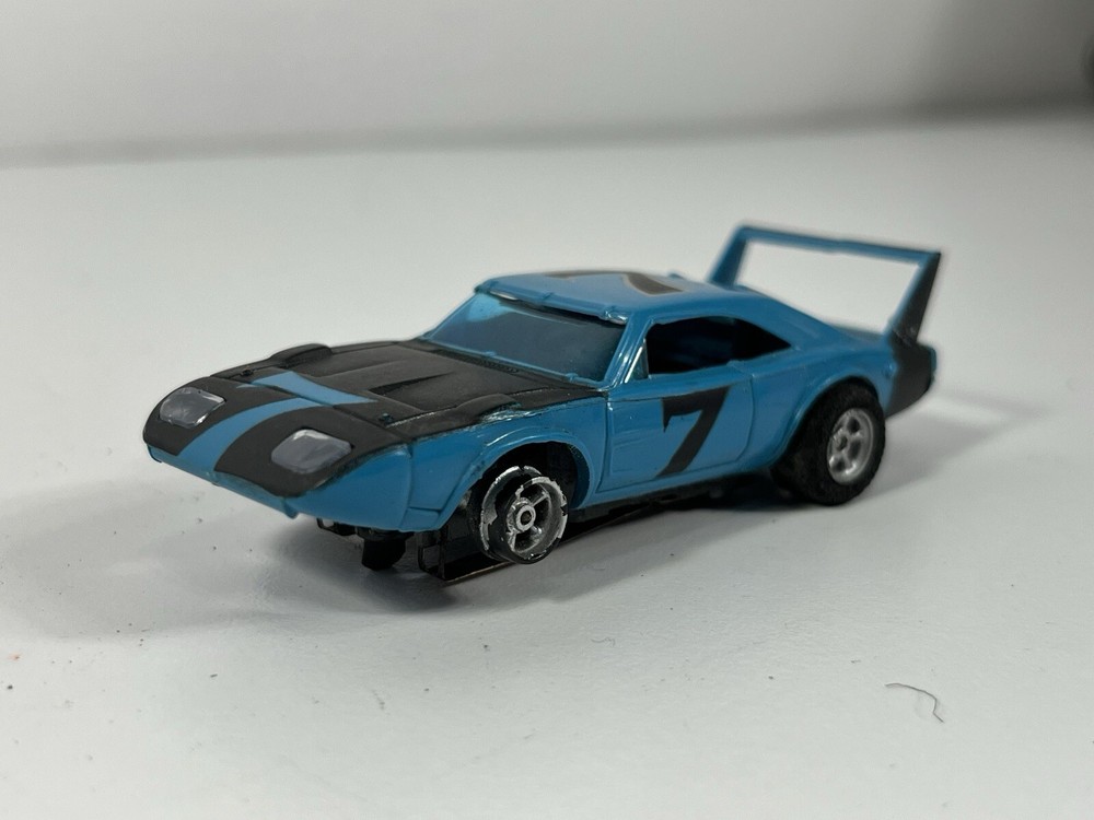 Aurora AFX Ho Slot Car No. 1753 Blue & Black #7 Dodge Charger Daytona Superbird