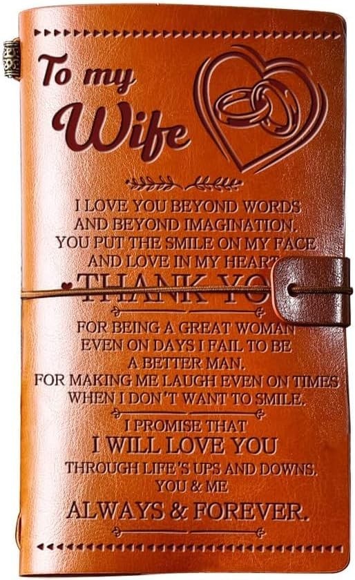 Anniversary Wedding Gifts for Her -to My Wife Birthday Gifts Card Leather Journa
