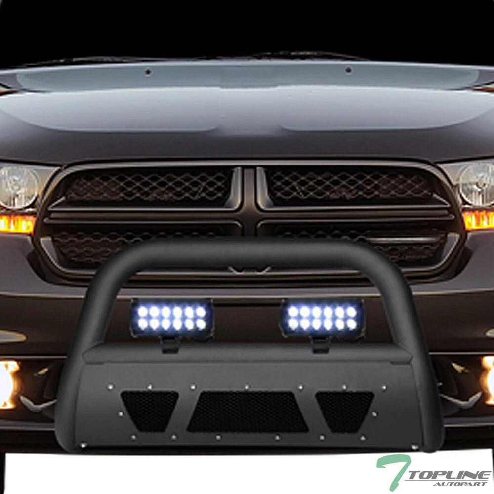 Topline 746756394627 Studded Mesh Bull Bar - Matte Black With 36w LED Fog Lights