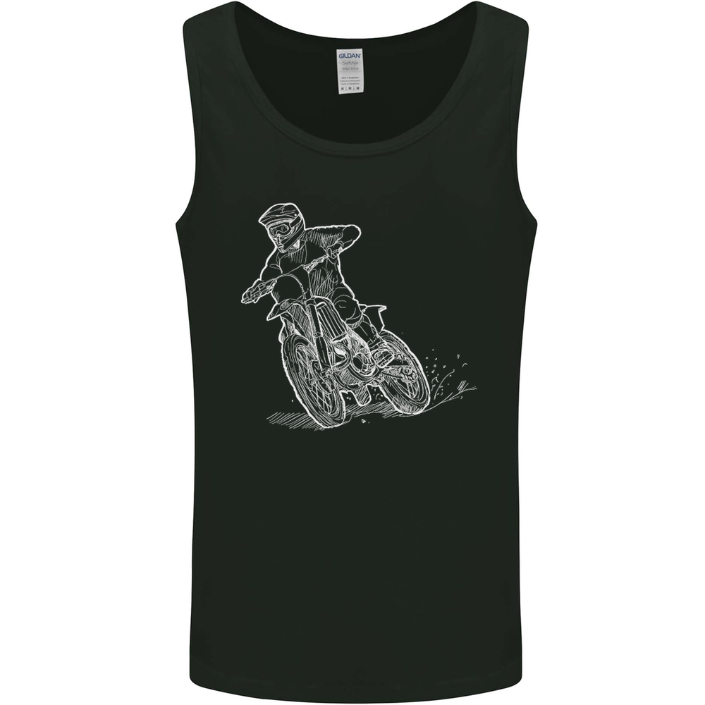 Motocross Bike Line Drawing Dirt Bike MotoX Mens Vest Tank Top
