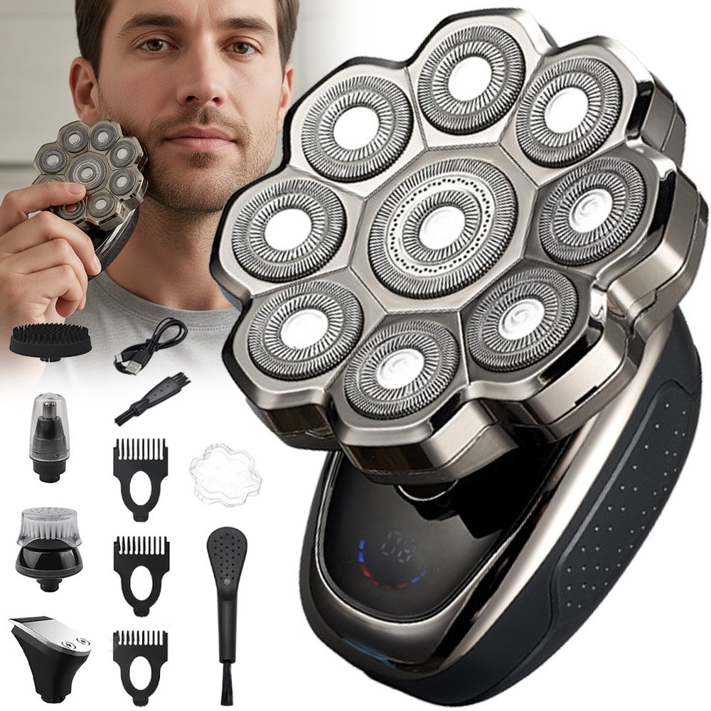 9D Bald Head Shavers Electric Shaver Cordless Wet Dry Rotary Razor for Men Tool