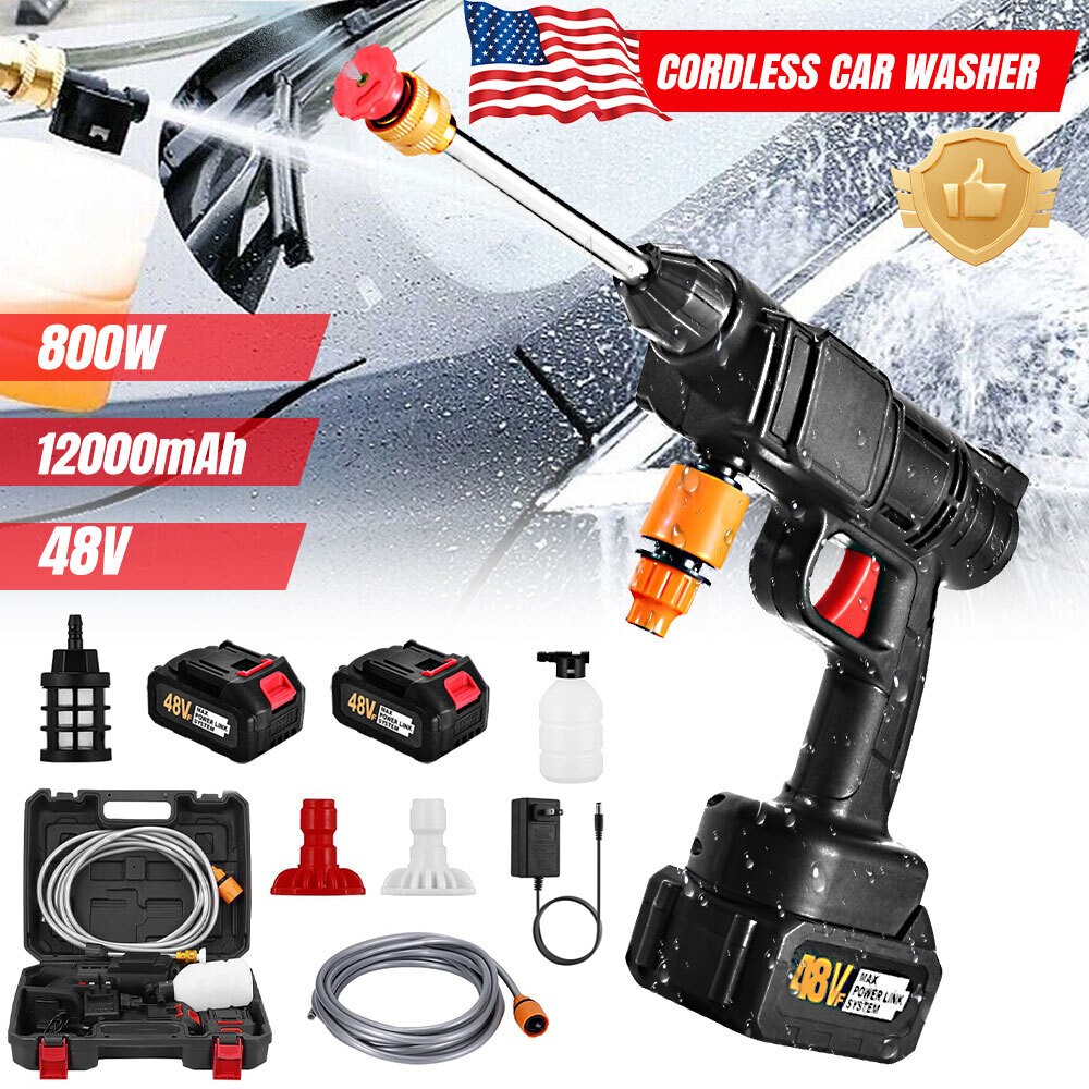 Cordless Electric High Pressure Water Spray Car Gun Portable Washer Cleaner Tool