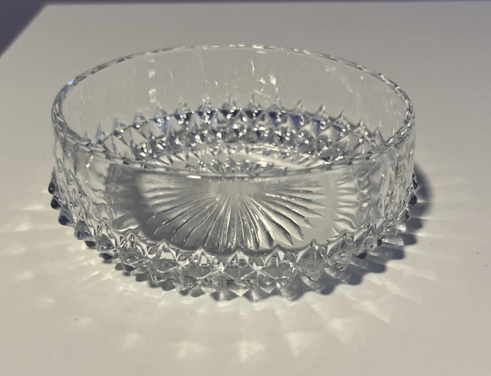Indiana Glass Clear Diamond Point 4” Fruit Berry Bowl
