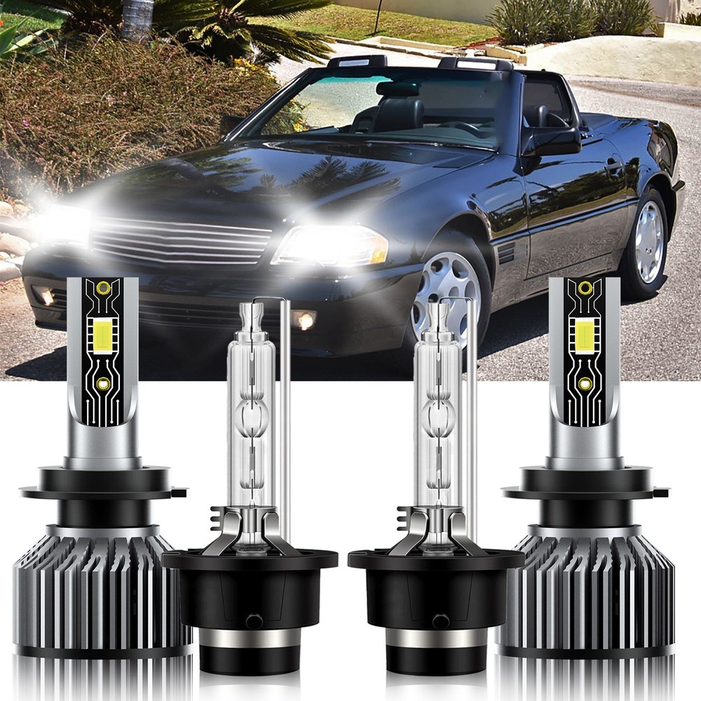 For Mercedes-Benz SL600 2004-2008 LED HID Headlight Hi Low Bulbs 6500K H7+D2S