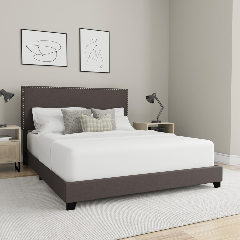 (LIMITED TIME)!!!!Willow Nailhead Trim Upholstered Queen Bed !!!!(ON SALE NOW)-image