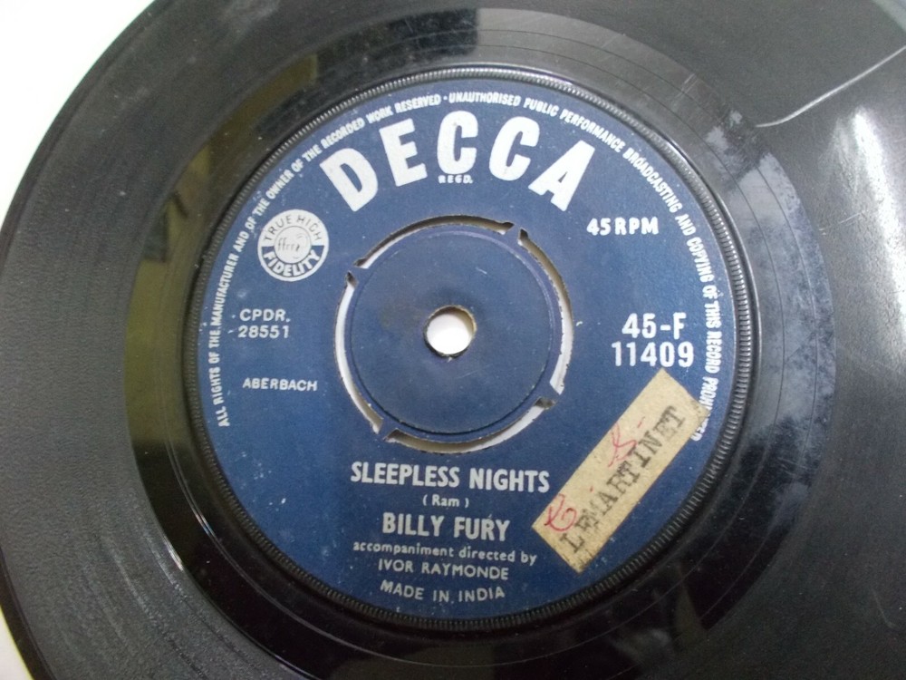 Billy Fury I'D Never Find Another/SleEPless Night Decca Rare Single 45 India VG+
