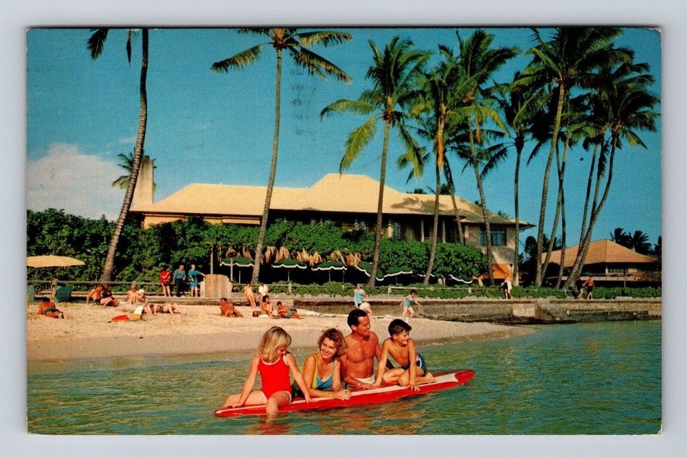 Honolulu HI-Hawaii, Halekulani Hotel, Waikiki Beach, Antique Vintage Postcard