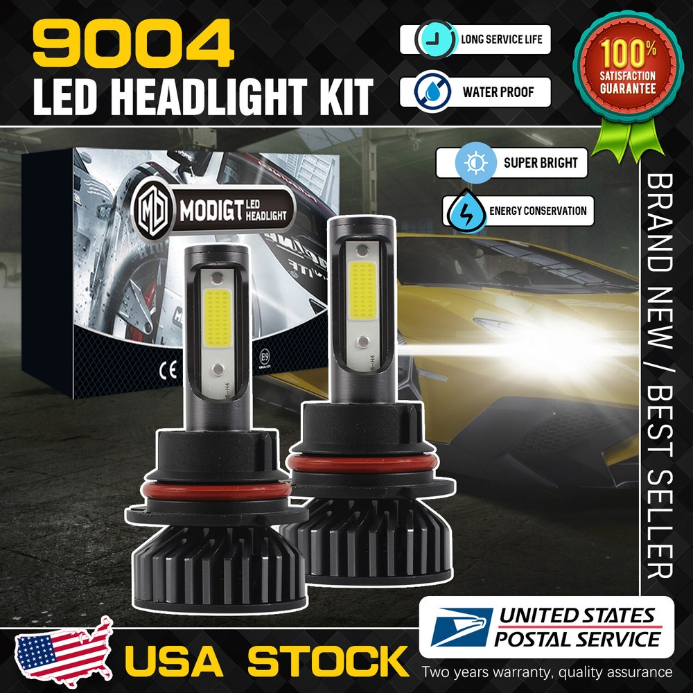 9004 LED Headlight Bulbs Conversion Kit High/Low Beam 6000K WHITE SUPER BRIGHT