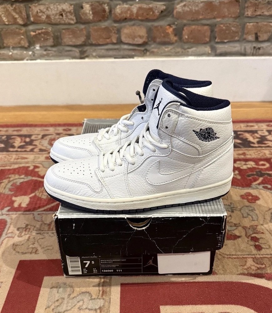 Air Jordan 1 Retro CO.JP White/Navy 2001 Size 7.5 - Brand New/Unworn 136060-111