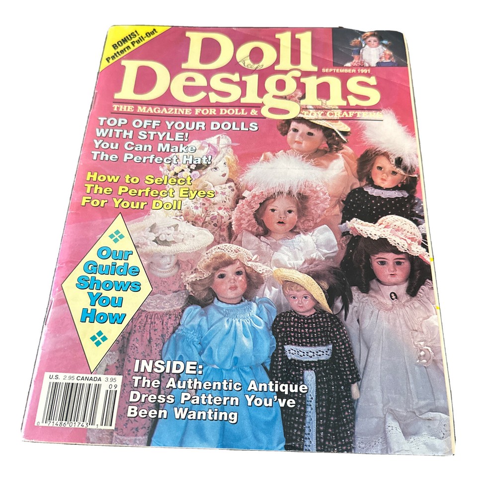 Doll Designs September 1991 Vintage Magazine “Top Off Your Dolls In Style