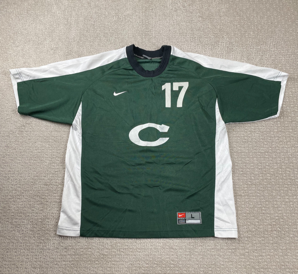Vintage Nike Team Soccer Jersey Mens Large Green Short Sleeve #17 Gray Tag Y2K