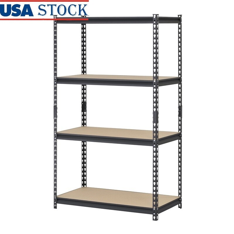 4 Tier Heavy Duty Adjustable Steel Shelving Unit for Garage Workshop Storage Black