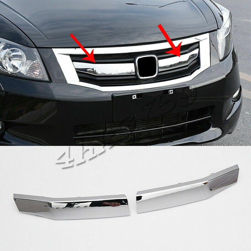 2X Chrome Front Bumper Grill Grill Molding Trim Cover For Honda Accord 2008-2010