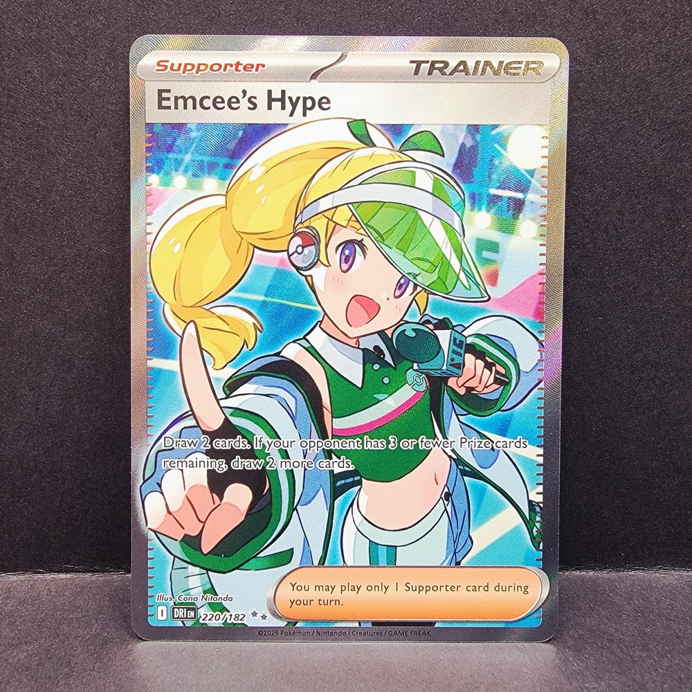 Emcees Hype 220182 Destined Rivals Ultra Rare Full Art Pokemon Supporter Card