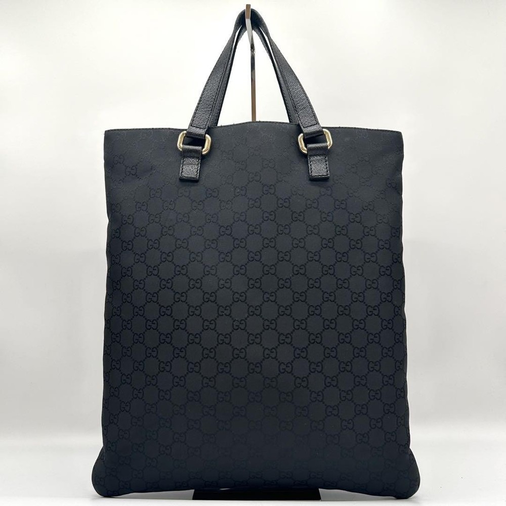 Gucci GG Black Nylon Leather Handbag
