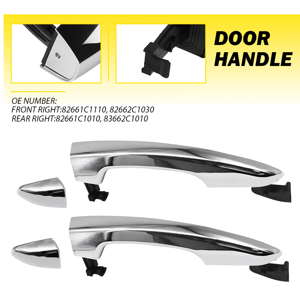 Exterior Door Handles Front Rear Passenger Side Chrome for Hyundai Sonata 15-19