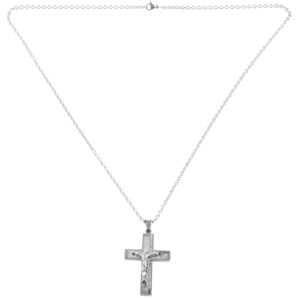 Jewelry Stainless Steel Jesus Crucifix Bible Prayer  Pendant with 70cm8010