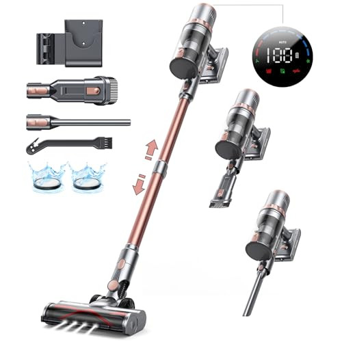 Vacuum Cleaners, 45KPa Powerful Suction Cordless Vacuum Cleaner with LED Touch