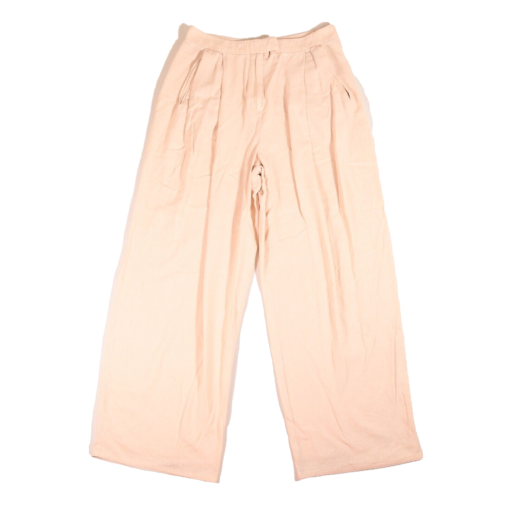 Topshop Trousers UK 10 Beige Neutral Wide Leg High Waisted Linen Blend W31 L30