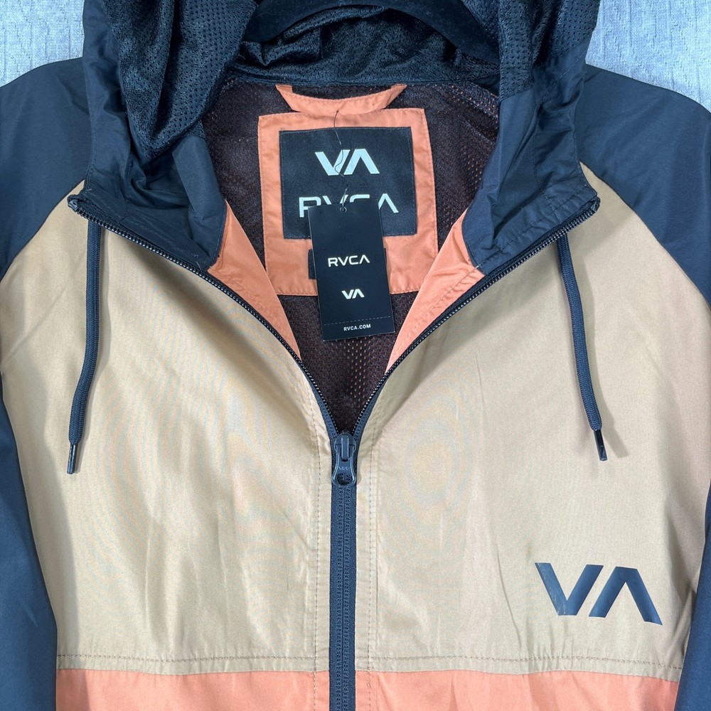 RVCA Ryder Jacket Medium Color Block Windbreaker Hooded Full Zip New with tags