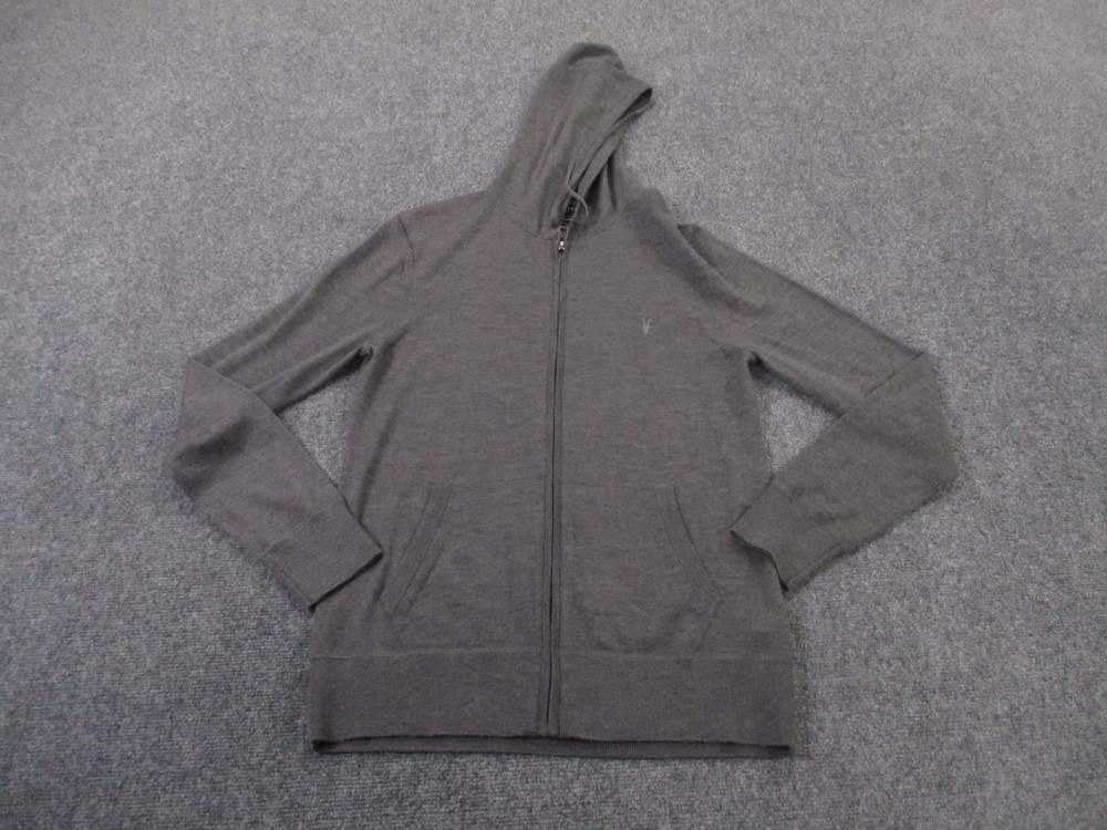 Allsaints Jacket Women S Gray Wool Outdoors Hiking Sweater Active Lightweight