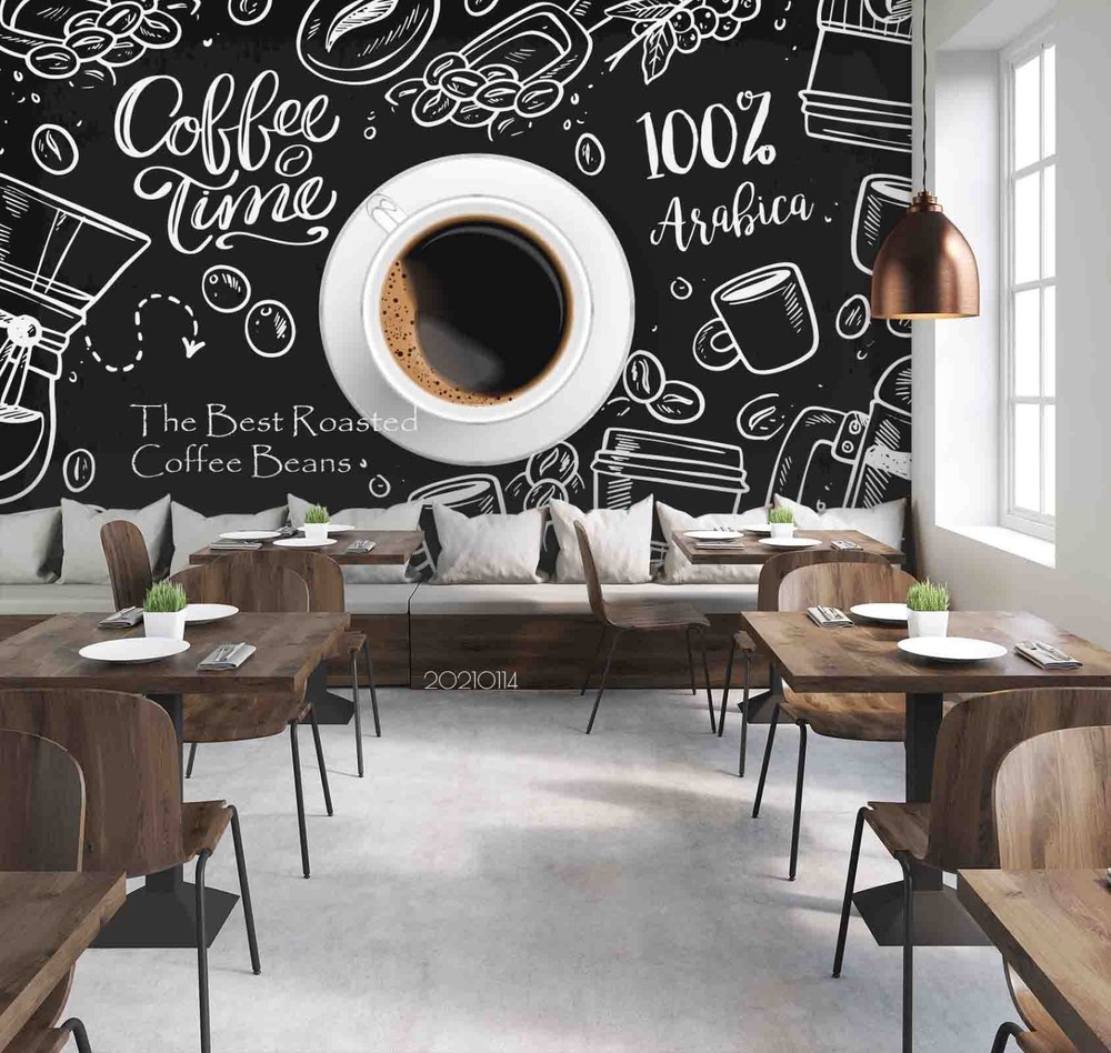 3D Coffee Theme Illustration Wall Murals Wallpaper Murals Wall Sticker 5