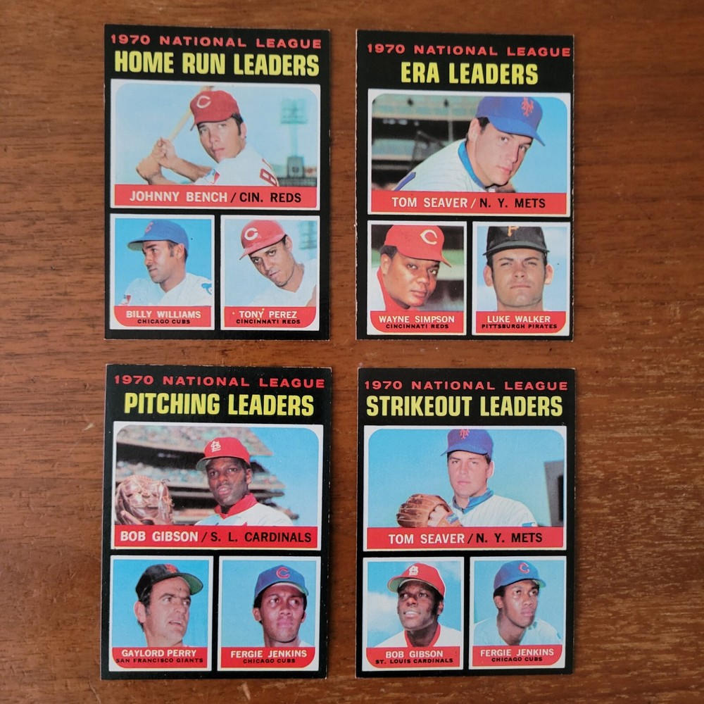 1971 Topps Leaders Baseball 4 Card Lot Bench, Seaver,Gibson,Perry,Jenkins SHARP