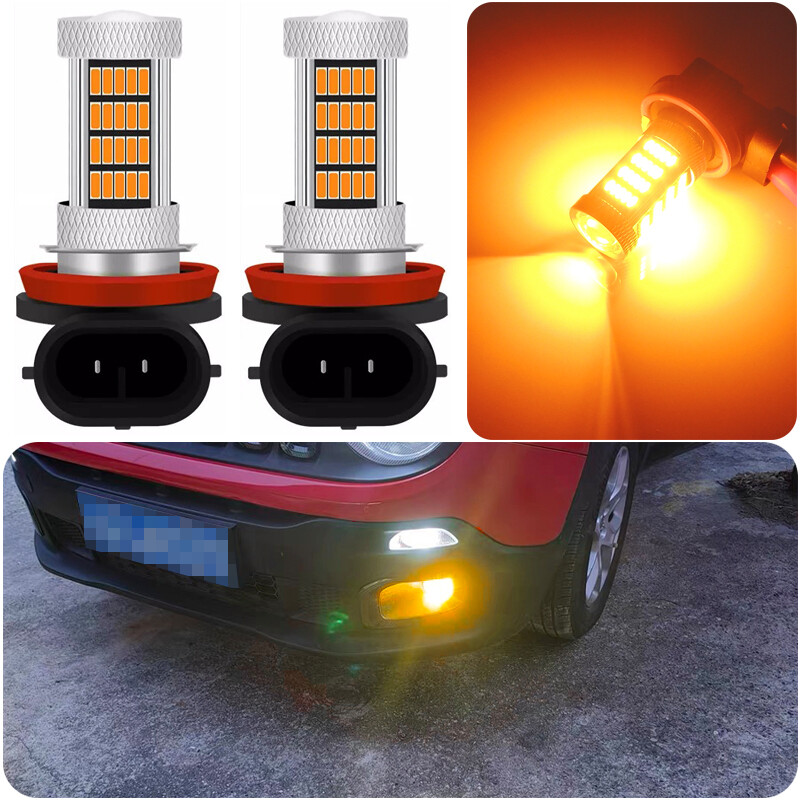 2pcs Amber H11 LED Fog Light Bulbs for Jeep Renegade 2015-2023 Fog Driving Lamp