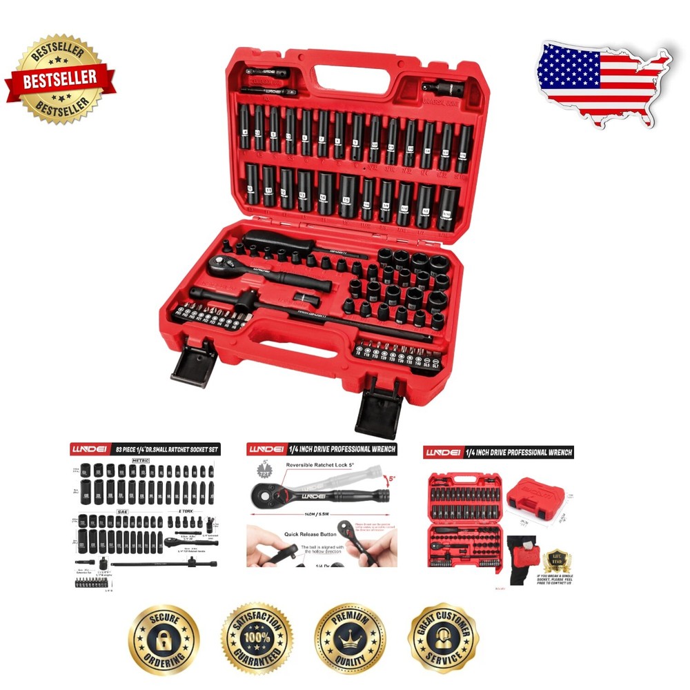 Comprehensive 83-Piece 1/4 Inch Drive Impact Socket Set - Automotive Essential