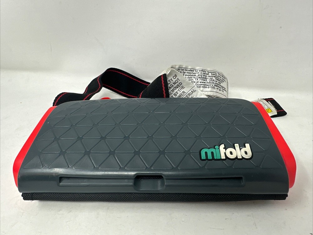 MIFOLD Grab & Go Portable Compact Car Booster Child Seat Gray Black Red