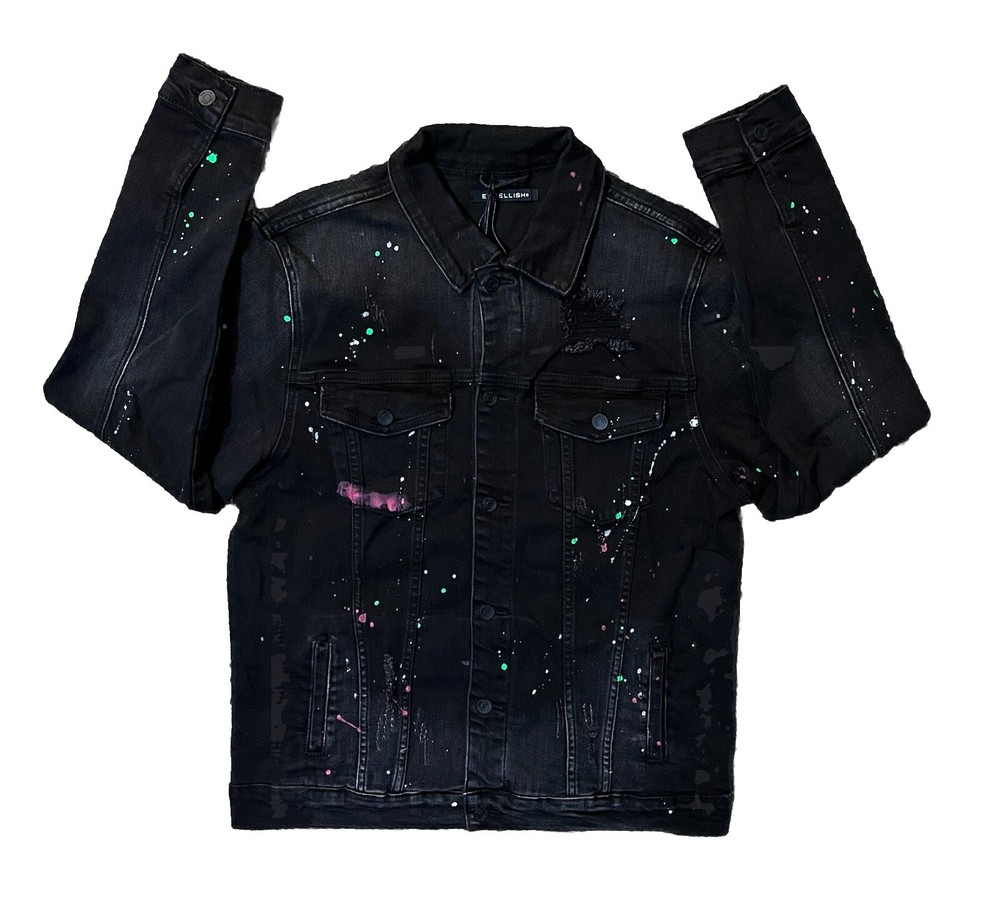 EMBELLISH Distressed & Paint Splatter Denim Jacket Sz 2XL NWT