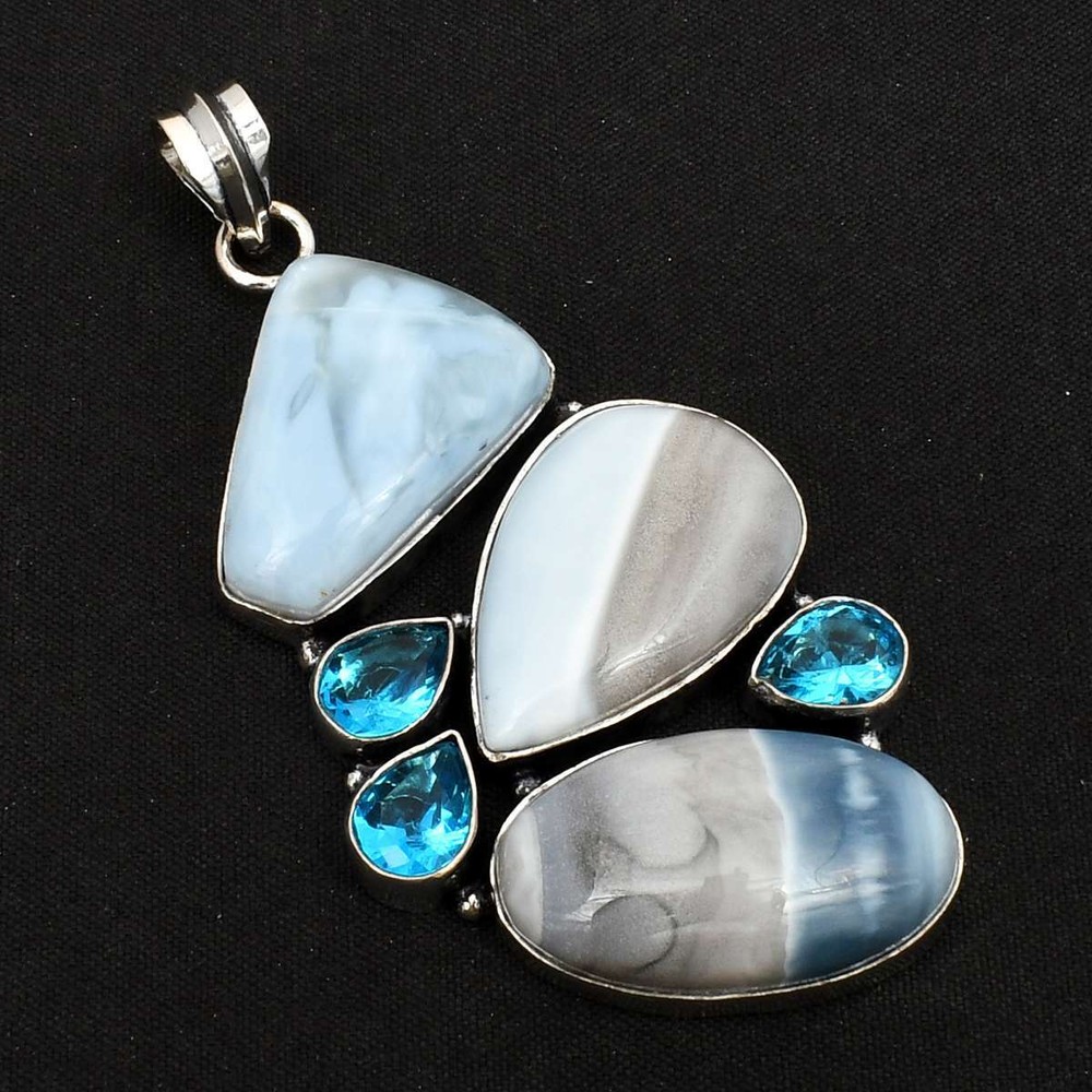Owyhee Opal Blue Topaz Gemstone Handmade Pendant Jewelry  Blue Topaz AP-13052