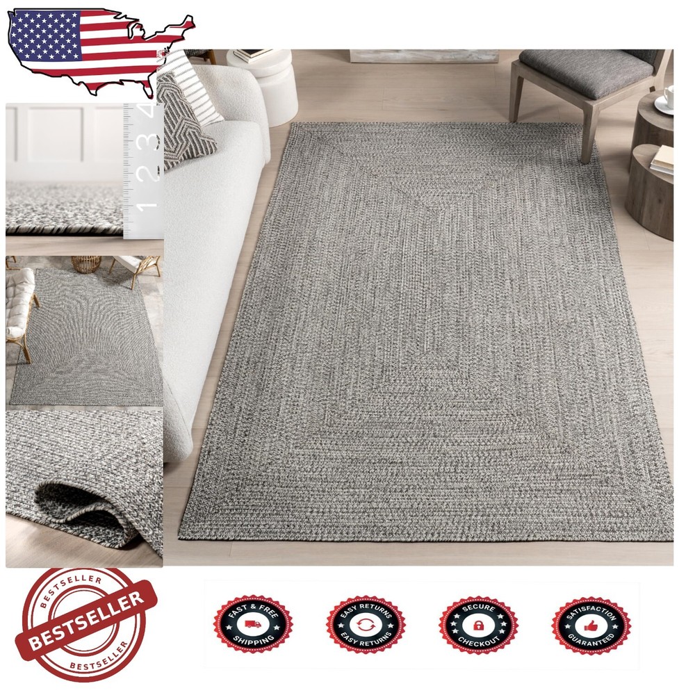 Stylish 4-Foot Round Indoor Outdoor Rug in Wynn Salt Pepper Kid Pet Friendly