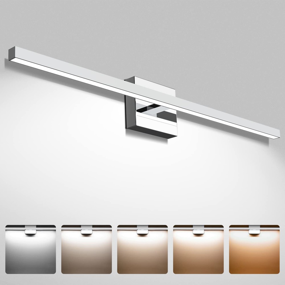31.5 inch Chrome Bathroom Vanity Light,18W 5CCT Dimmable LED Bathroom Lightin...