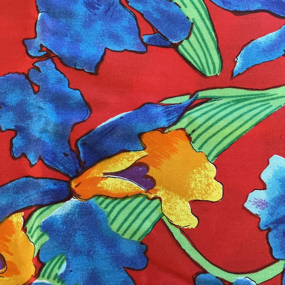 Bright Colorful Blue Yellow Iris Floral Flowers 1.25 Yards
