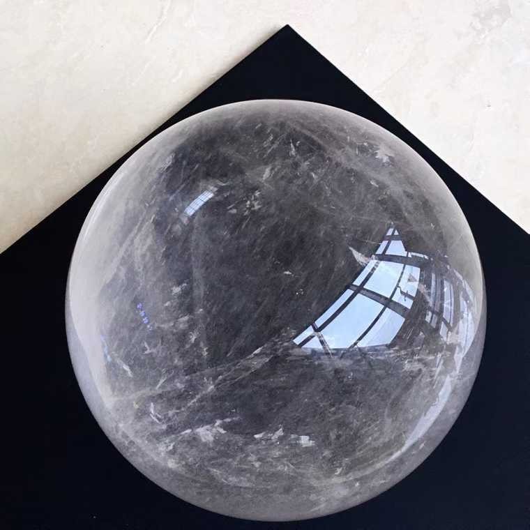 200mm Natural clear crystal sphere rainbow quartz polished ball Reiki energy