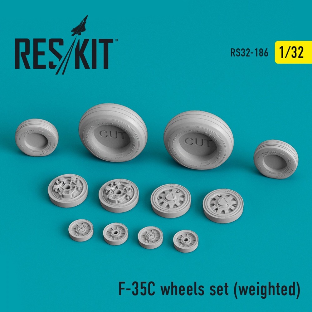 1:32 F-35C Lightning II Weighted Wheels Set - ResKit RS32-0186 Scale Model Kit