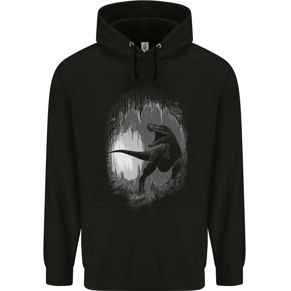 Dinosaur Cave T-Rex Mens 80% Cotton Hoodie