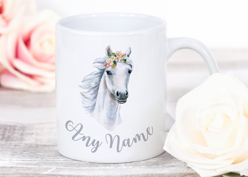 White Horse Mug White Horse Design Personalised Horse Birthday Horse Lover Horse
