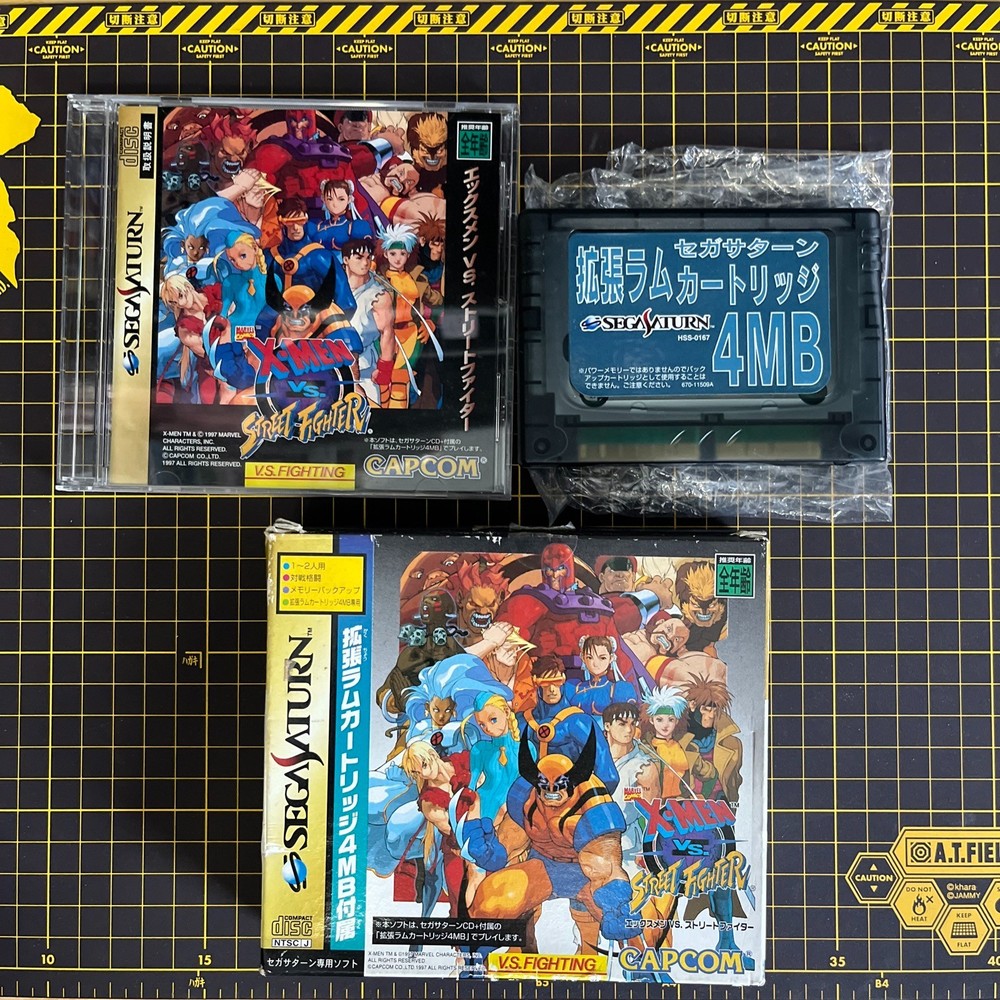 X-Men vs Street Fighter Sega Saturn w/ 4MB RAM Cart Tested Japan Boxed RARE