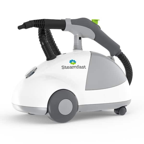 White Corded Steam Cleaner with Wheels for Multiple Surfaces