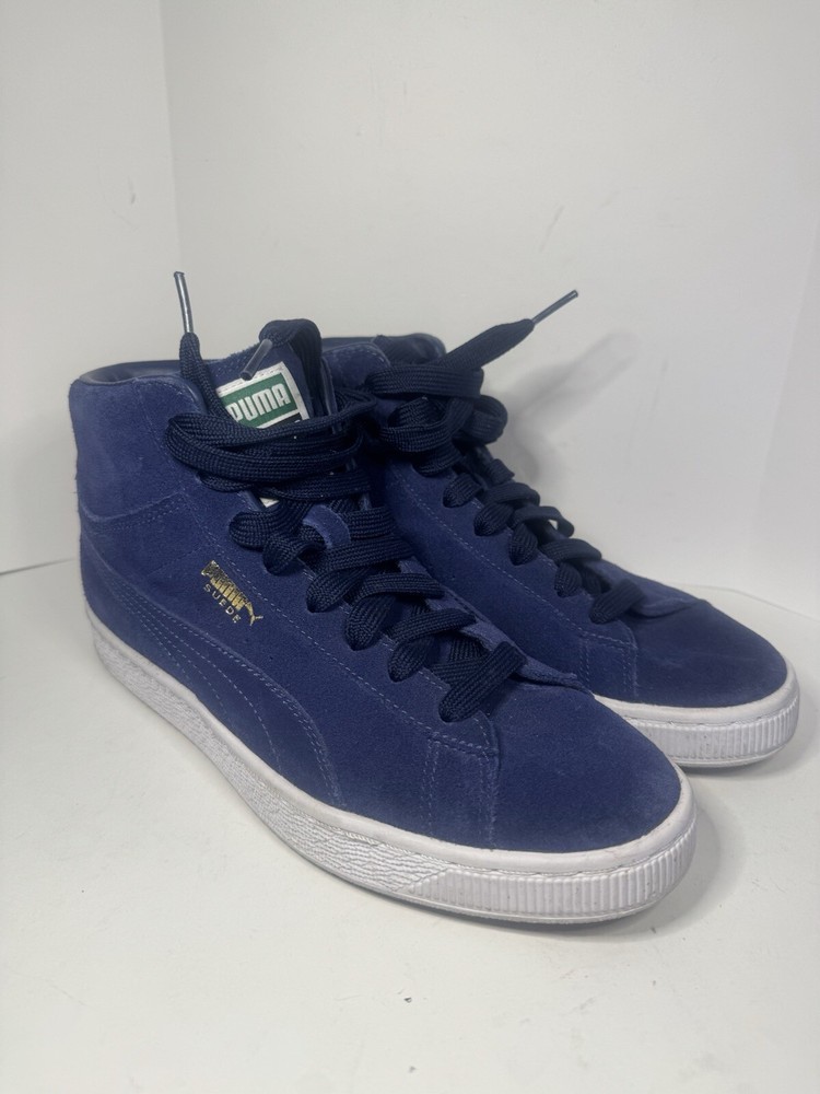 Puma Mens Suede Classic Mid Blue Depths / Top Gold EUC Size 7