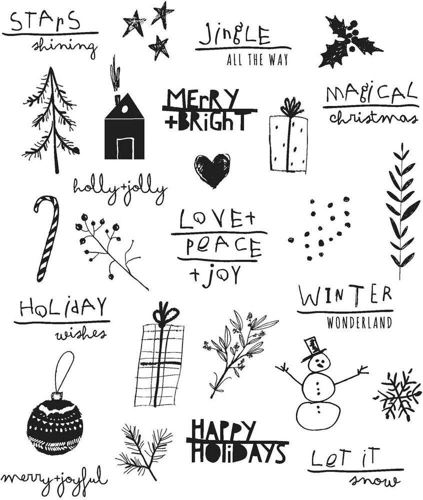 Cling RBBR Stamp Set, Seasonal Scribbles