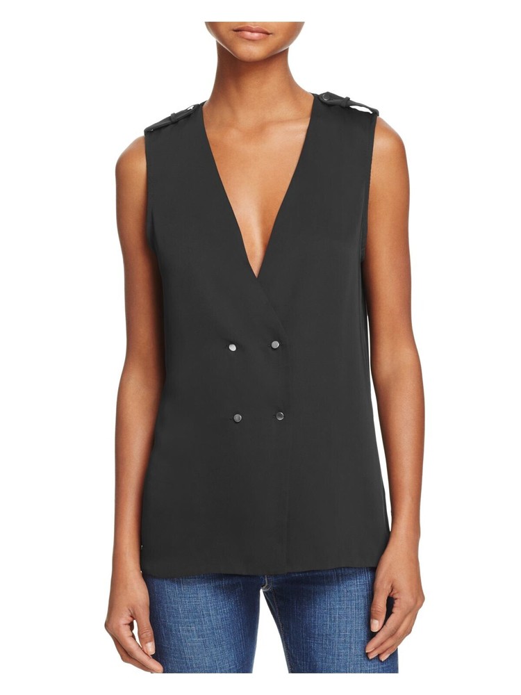 LA CADEMIE Womens Black Sleeveless V Neck Top Size: M