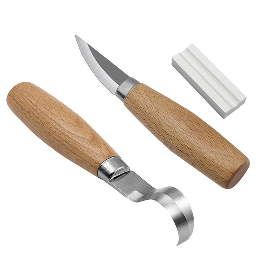2PCS Wooden Carving Knife Kit Chisel Woodworking Hand Tool Whittling Cutter Set