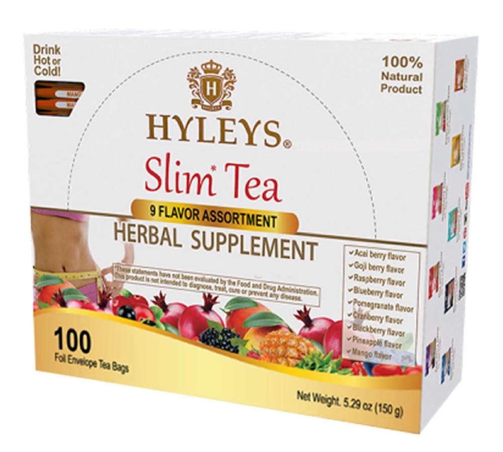 Slim Tea 9 Flavor Assortment 100 Ct - Weight Loss Herbal Supplement Cleanse a...