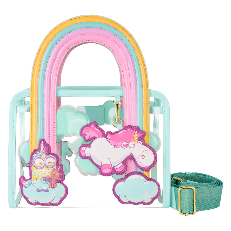 Minions Fluffy Unicorn Rainbow Mini Crossbody Tote Bag