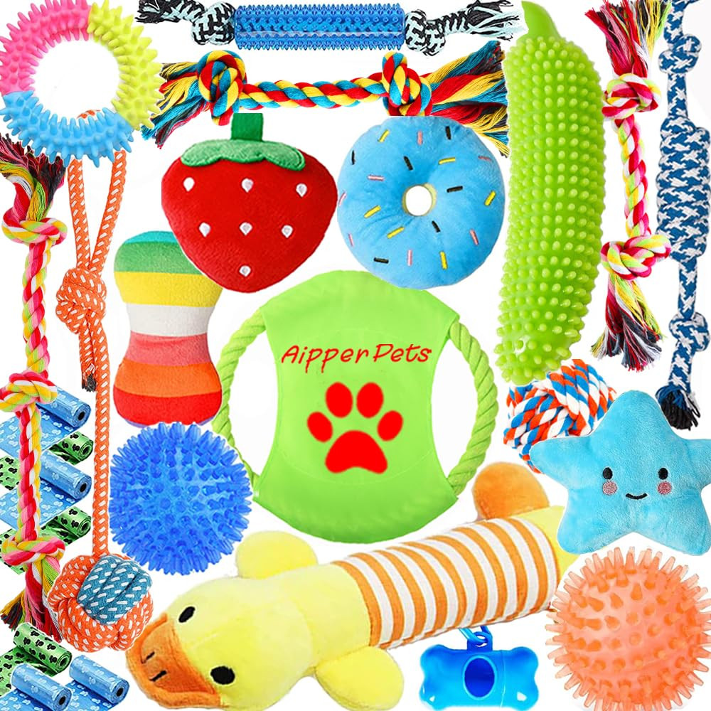 25 Pack Various Dog Puppy Toys Puppy Chew Toys for Fun and Teeth Cleaning,Dog...