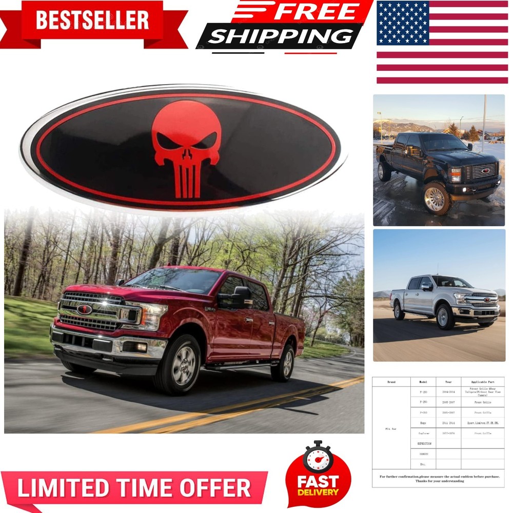 Front Grille Rear Tailgate Skull Emblem - 9