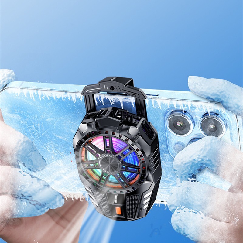 Mobile Phone Cooling Fan Radiator Gaming &Live Streaming Cooler Temp LED Display